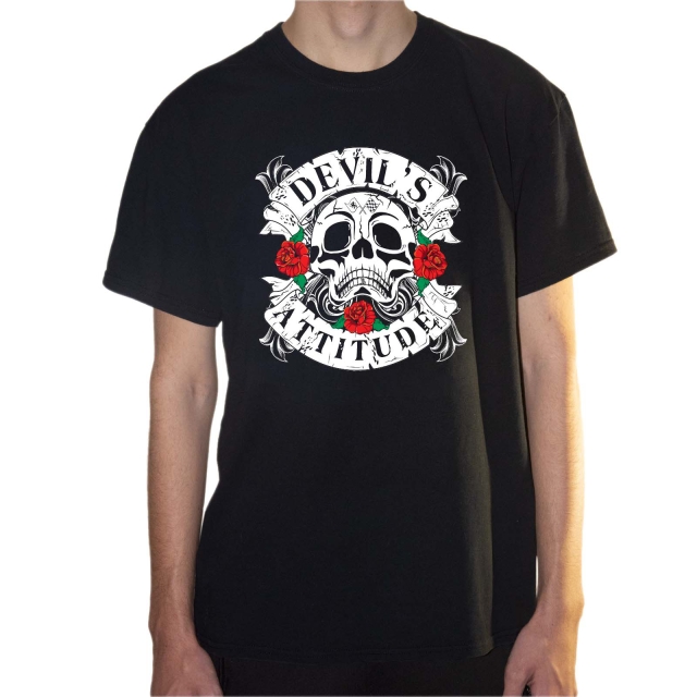 T-shirt nera con stampa Skull Roses
