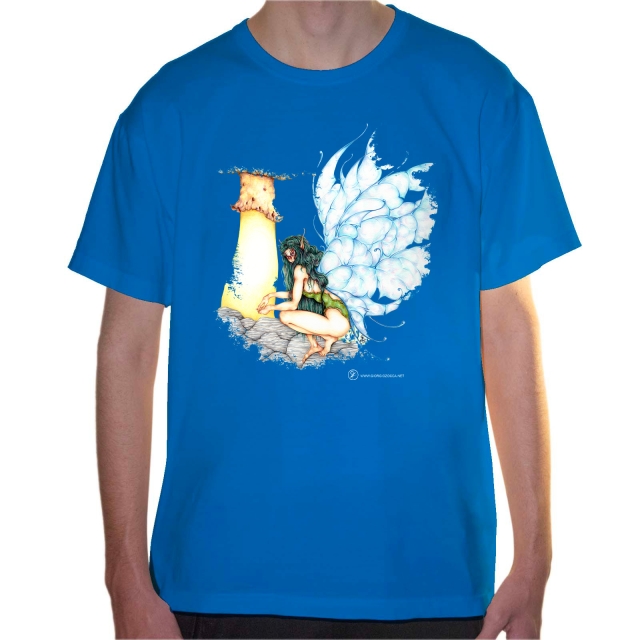T-shirt uomo colore tropical-blue rappresentante Alnifolia di Giorgio Zocca.