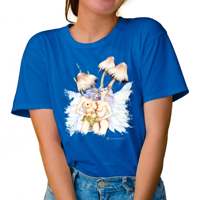T-shirt donna colore tropical-blue rappresentante Aloysia e Triphylla di Giorgio Zocca.