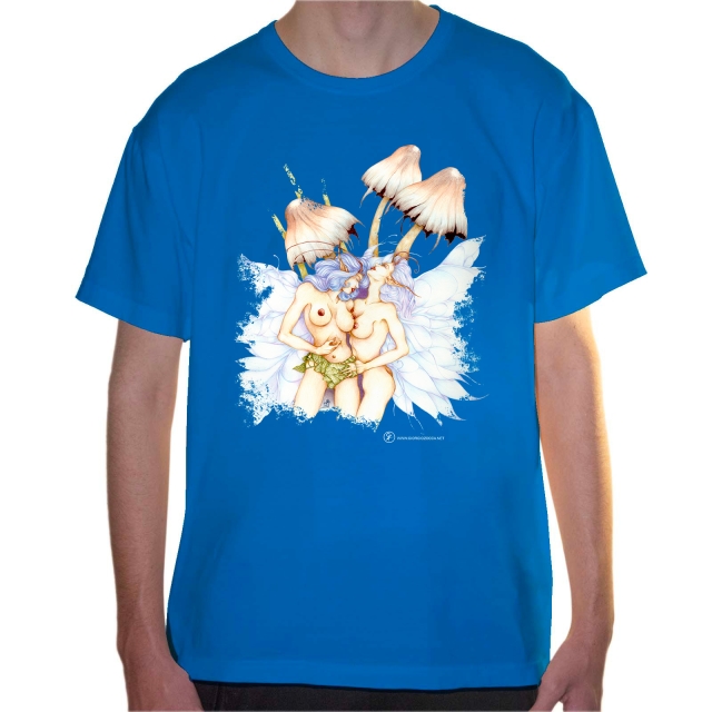 T-shirt uomo colore tropical-blue rappresentante Aloysia e Triphylla di Giorgio Zocca.