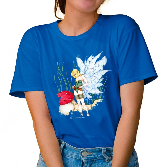 T-shirt donna colore tropical-blue rappresentante Althaea di Giorgio Zocca.