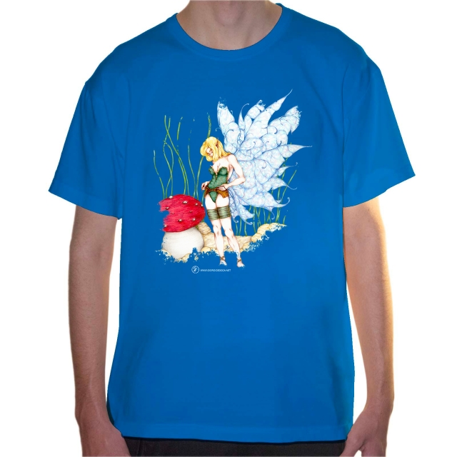 T-shirt uomo colore tropical-blue rappresentante Althaea di Giorgio Zocca.
