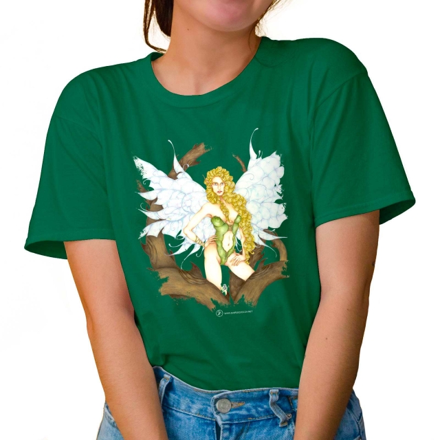 T-shirt donna colore kelly-green rappresentante Dianthus di Giorgio Zocca.