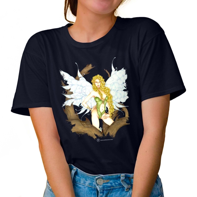 T-shirt donna colore navy rappresentante Dianthus di Giorgio Zocca.