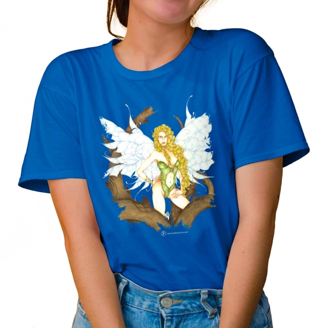 T-shirt donna colore tropical-blue rappresentante Dianthus di Giorgio Zocca.