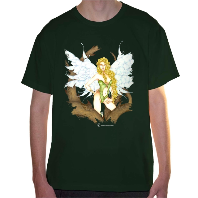 T-shirt uomo colore forest-green rappresentante Dianthus di Giorgio Zocca.