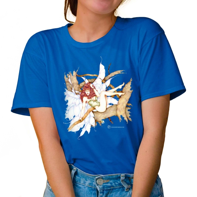 T-shirt donna colore tropical-blue rappresentante Liatris di Giorgio Zocca.