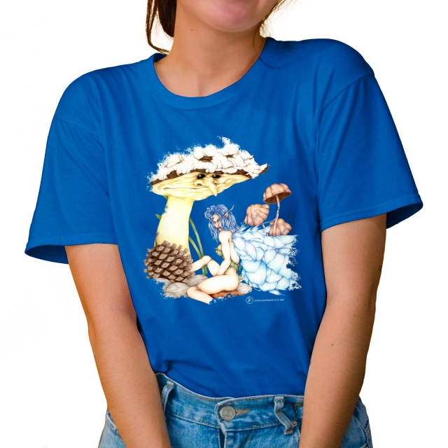 T-shirt donna colore tropical-blue rappresentante Nepeta di Giorgio Zocca.