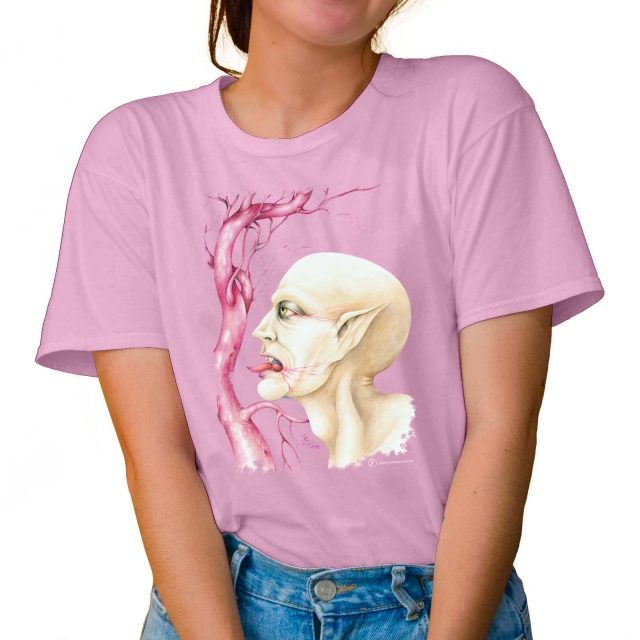 T-shirt donna colore pale-pink rappresentante The Baron di Giorgio Zocca.