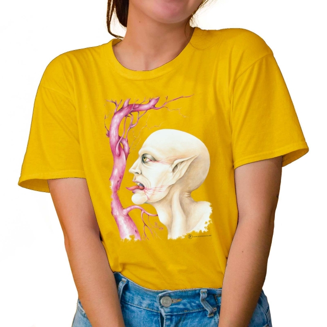 T-shirt donna colore yellow rappresentante The Baron di Giorgio Zocca.
