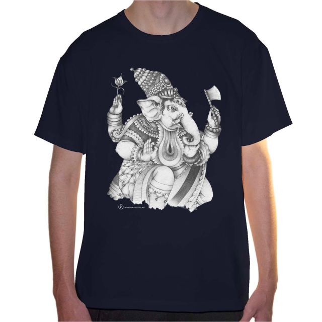 T-shirt uomo colore navy rappresentante Ganesha di Giorgio Zocca.