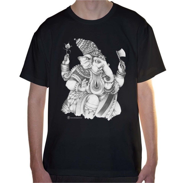 T-shirt uomo colore black rappresentante Ganesha di Giorgio Zocca.