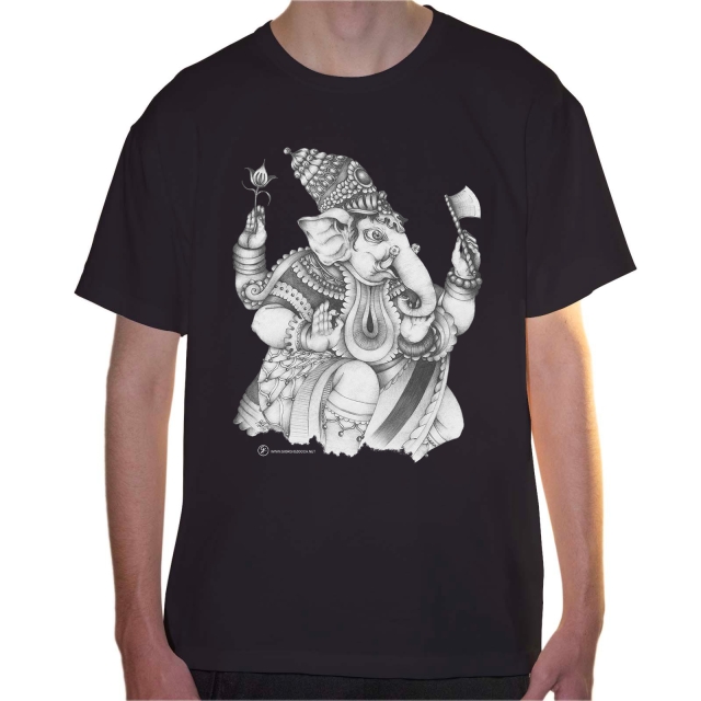 T-shirt uomo colore dark-grey rappresentante Ganesha di Giorgio Zocca.