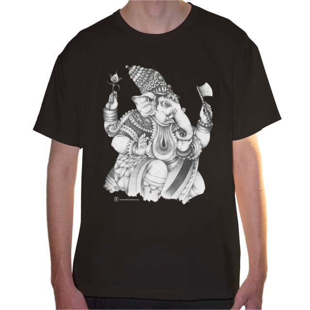 T-shirt uomo colore dark-kakhi rappresentante Ganesha di Giorgio Zocca.