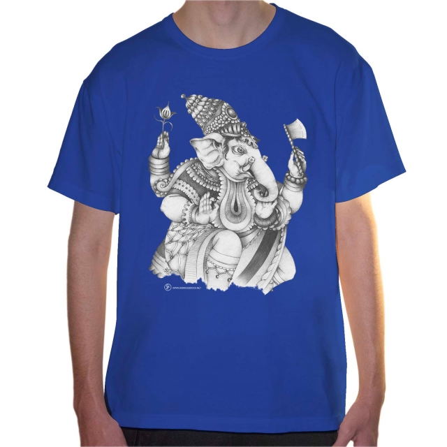 T-shirt uomo colore light-royal-blue rappresentante Ganesha di Giorgio Zocca.