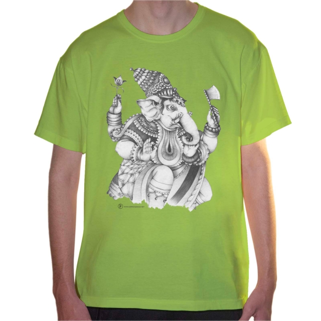 T-shirt uomo colore lime rappresentante Ganesha di Giorgio Zocca.