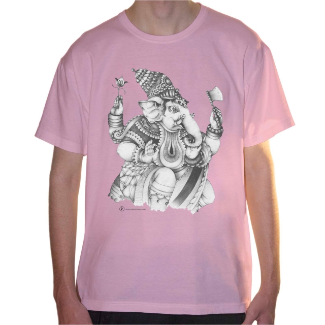 T-shirt uomo colore pale-pink rappresentante Ganesha di Giorgio Zocca.
