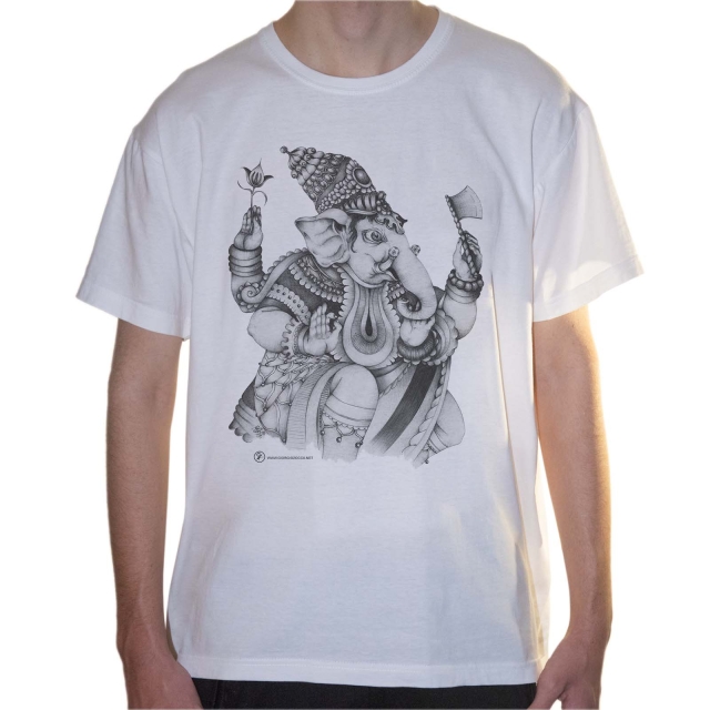 T-shirt uomo colore white rappresentante Ganesha di Giorgio Zocca.