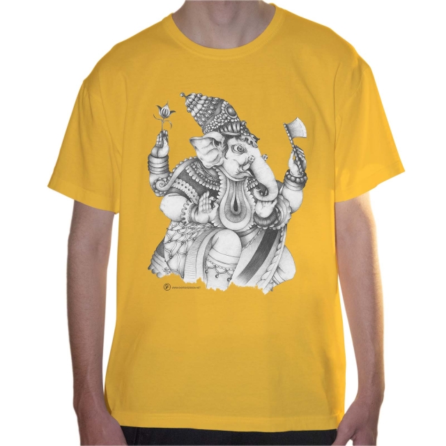 T-shirt uomo colore yellow rappresentante Ganesha di Giorgio Zocca.
