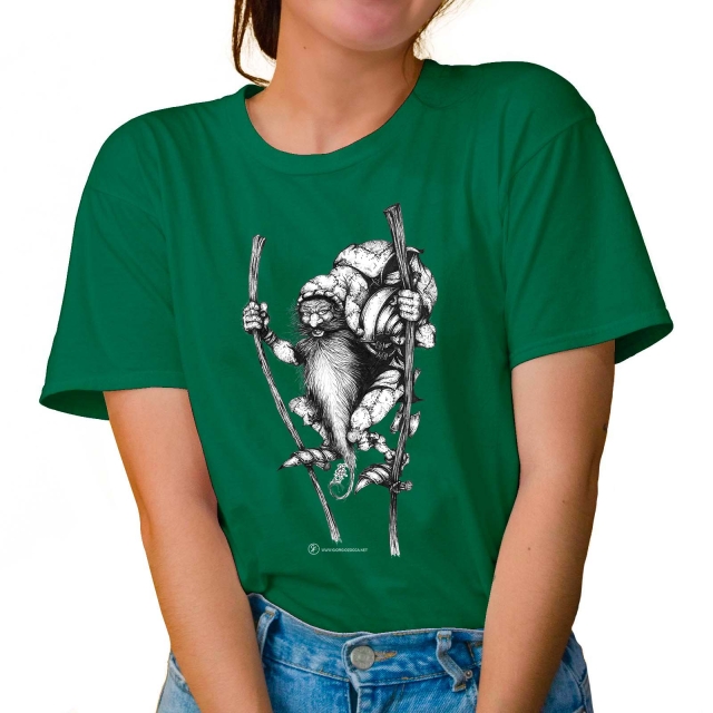 T-shirt donna colore kelly-green rappresentante Fante di quadri di Giorgio Zocca.