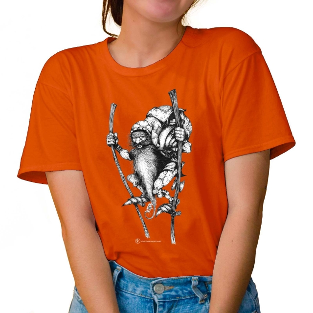 T-shirt donna colore orange rappresentante Fante di quadri di Giorgio Zocca.