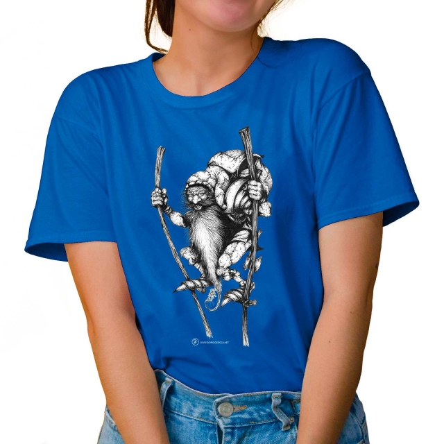 T-shirt donna colore tropical-blue rappresentante Fante di quadri di Giorgio Zocca.