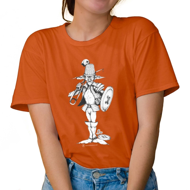 T-shirt donna colore orange rappresentante Agaricus di Giorgio Zocca.