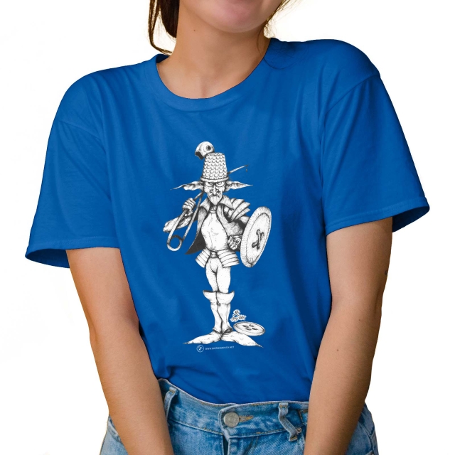 T-shirt donna colore tropical-blue rappresentante Agaricus di Giorgio Zocca.
