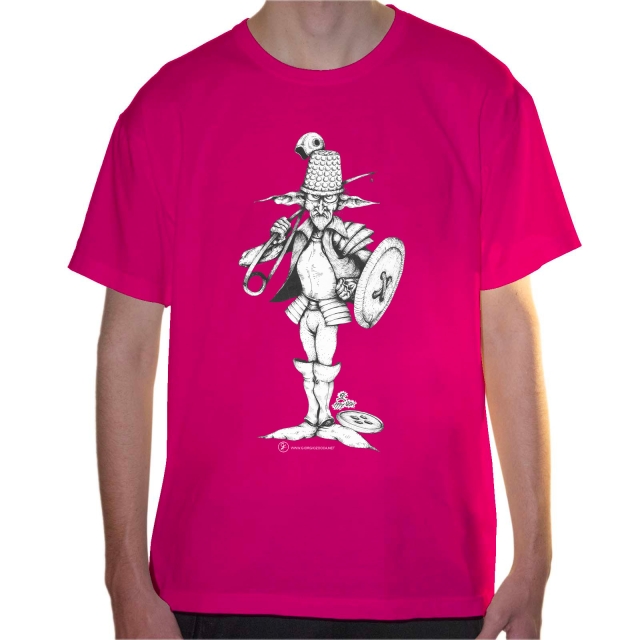 T-shirt uomo colore fuchsia rappresentante Agaricus di Giorgio Zocca.