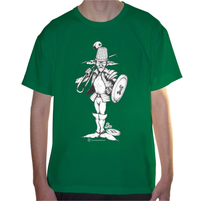T-shirt uomo colore kelly-green rappresentante Agaricus di Giorgio Zocca.