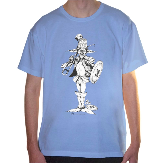T-shirt uomo colore sky-blue rappresentante Agaricus di Giorgio Zocca.