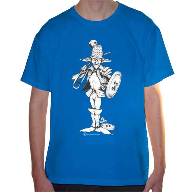 T-shirt uomo colore tropical-blue rappresentante Agaricus di Giorgio Zocca.