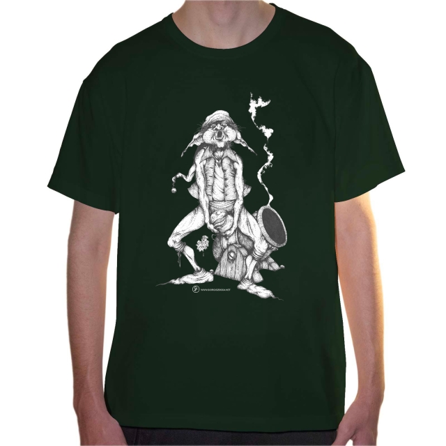 T-shirt uomo colore forest-green rappresentante Tyromyces di Giorgio Zocca.