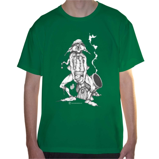 T-shirt uomo colore kelly-green rappresentante Tyromyces di Giorgio Zocca.
