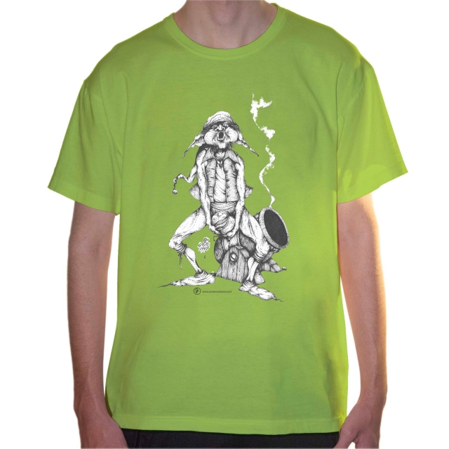 T-shirt uomo colore lime rappresentante Tyromyces di Giorgio Zocca.