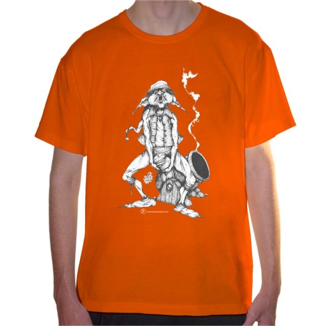 T-shirt uomo colore orange rappresentante Tyromyces di Giorgio Zocca.