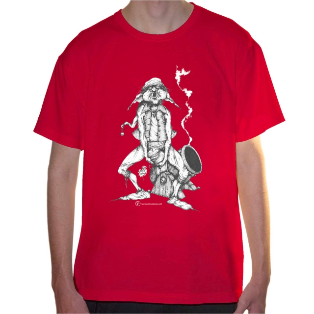 T-shirt uomo colore red rappresentante Tyromyces di Giorgio Zocca.