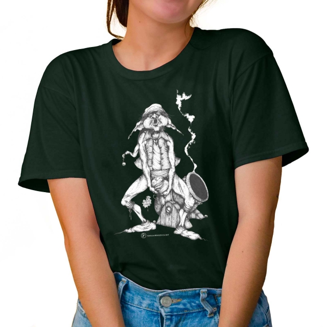 T-shirt donna colore forest-green rappresentante Tyromyces di Giorgio Zocca.