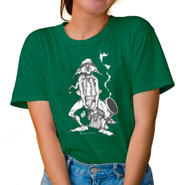 T-shirt donna colore kelly-green rappresentante Tyromyces di Giorgio Zocca.