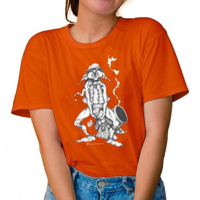 T-shirt donna colore orange rappresentante Tyromyces di Giorgio Zocca.