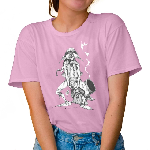 T-shirt donna colore pale-pink rappresentante Tyromyces di Giorgio Zocca.