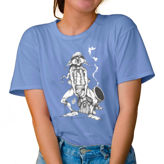 T-shirt donna colore sky-blue rappresentante Tyromyces di Giorgio Zocca.