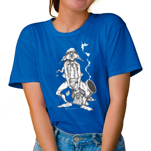 T-shirt donna colore tropical-blue rappresentante Tyromyces di Giorgio Zocca.